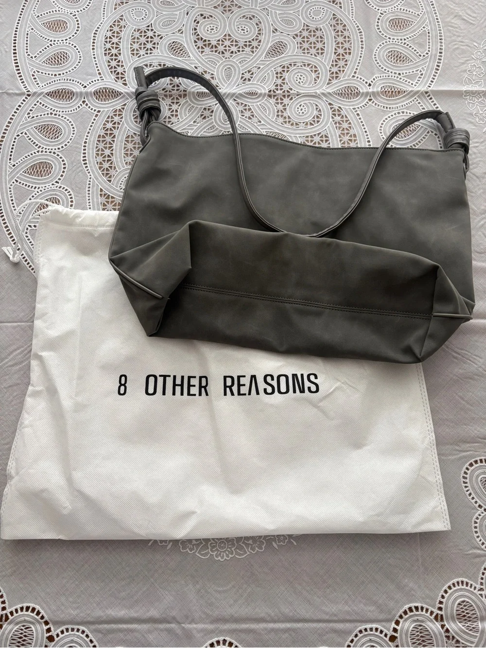NWOT 8 Other Reasons Olive Gray Shoulder Bag with Knotted Strap
